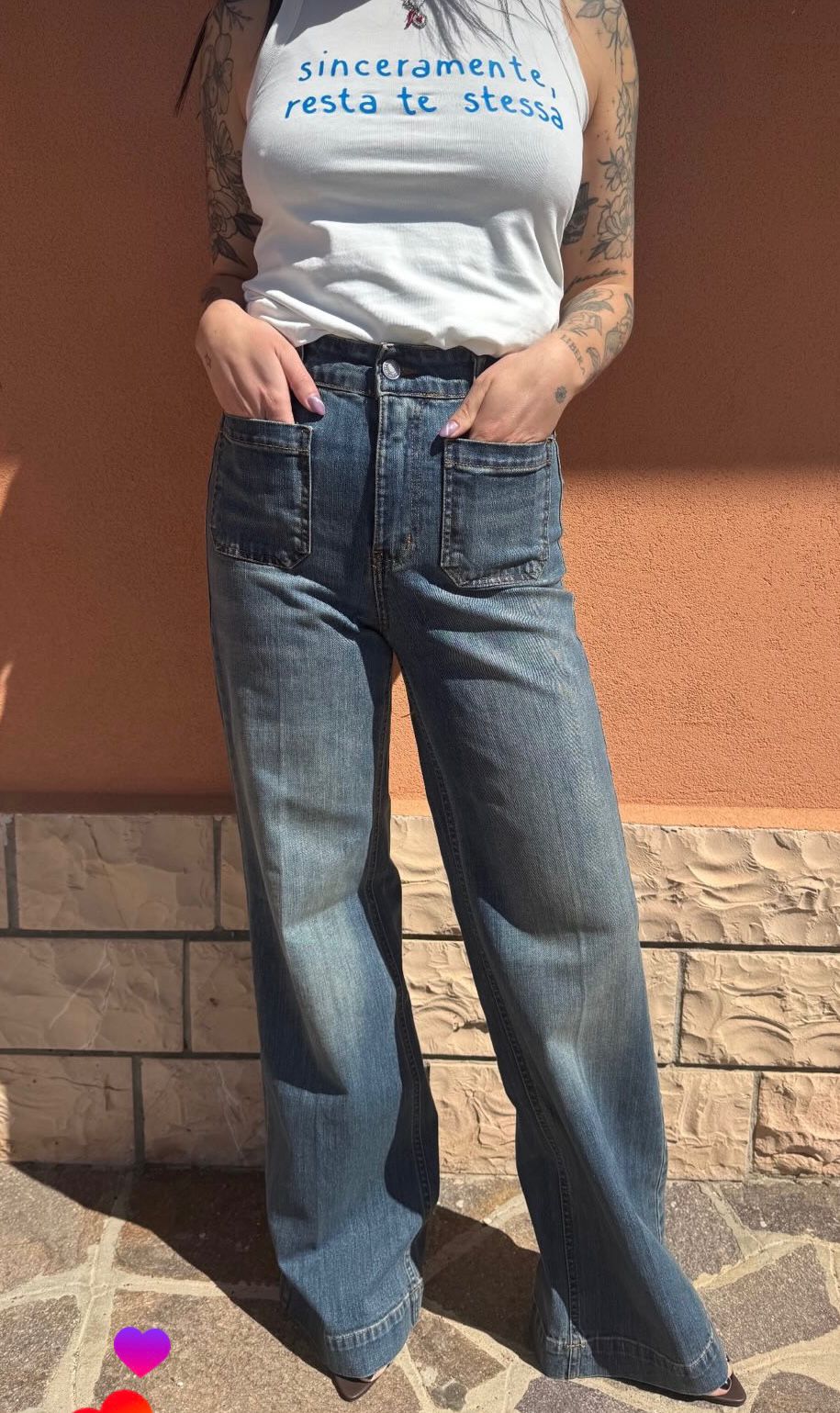 Jeans con tasche vita alta V_81106