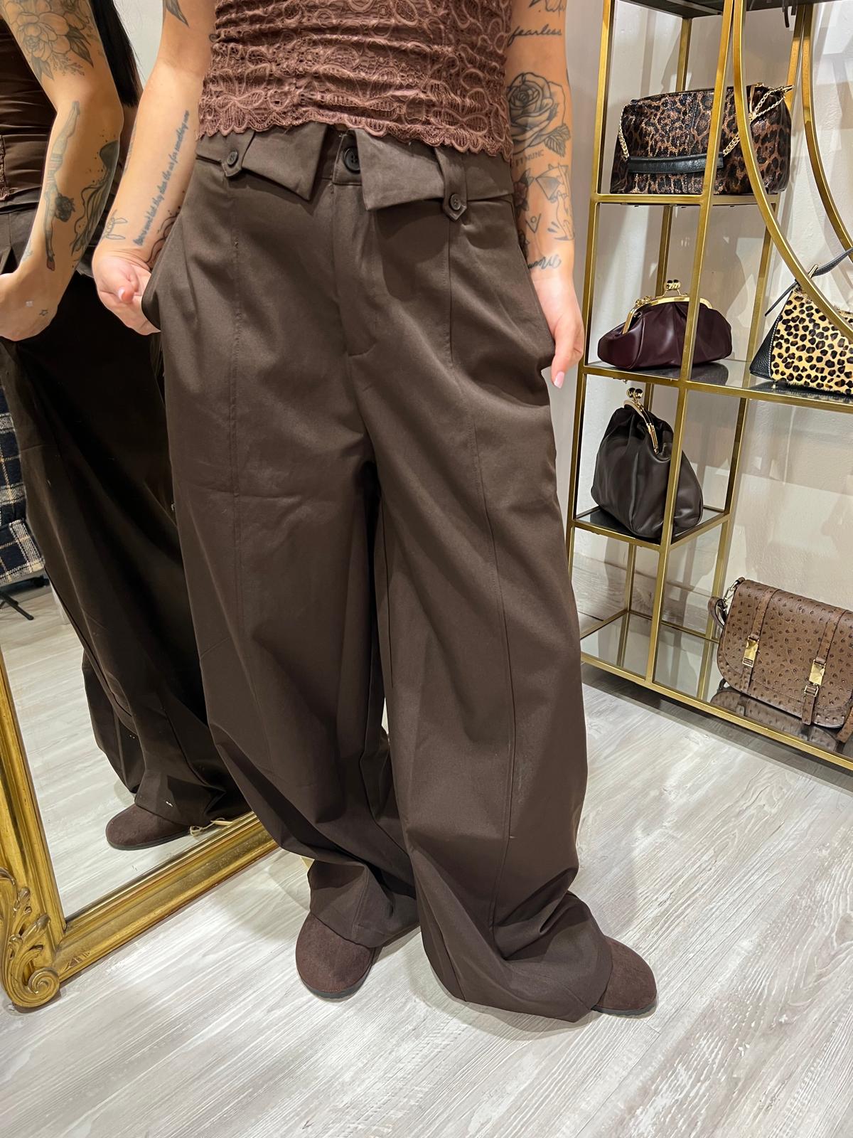 Pantaloni con risvolto e bottoni V_416PAN