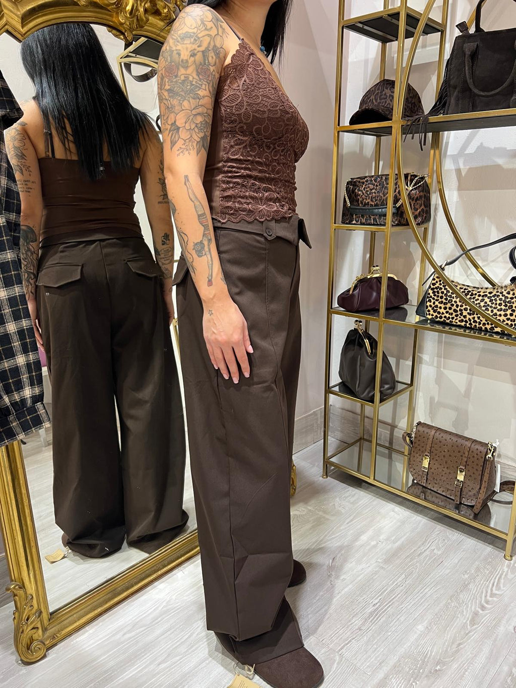 Pantaloni con risvolto e bottoni V_416PAN