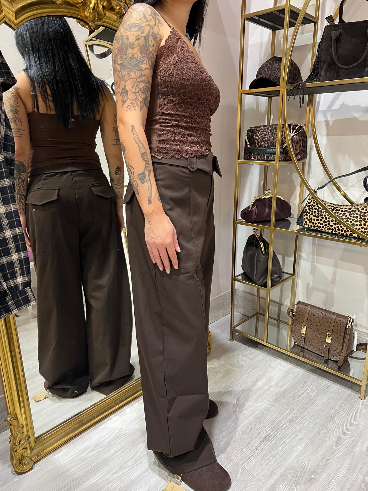 Pantaloni con risvolto e bottoni V_416PAN