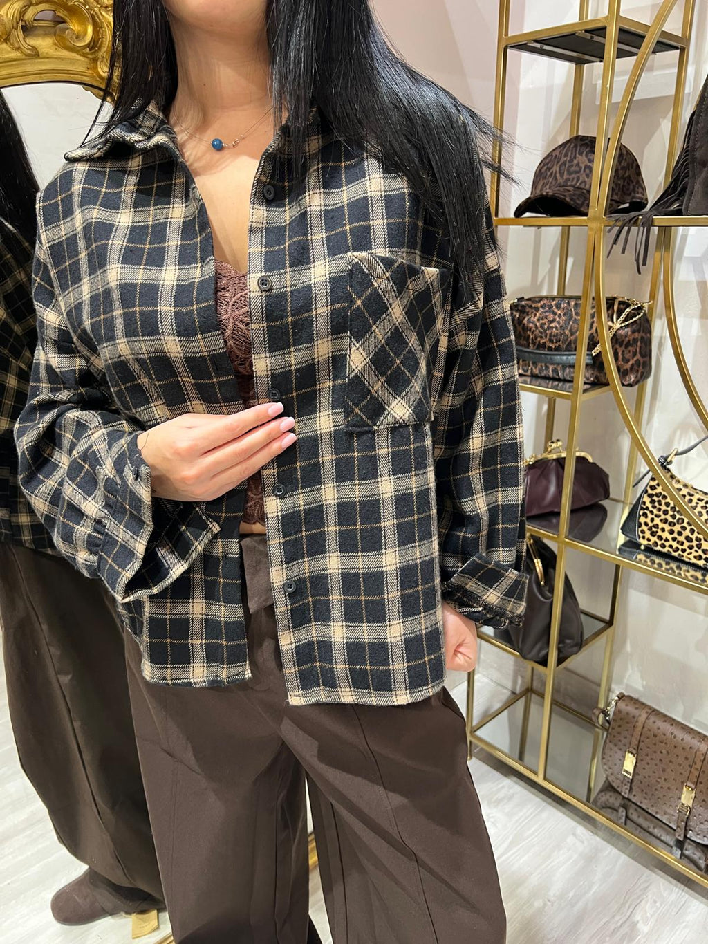 Camicia tartan con frange V_FRANG