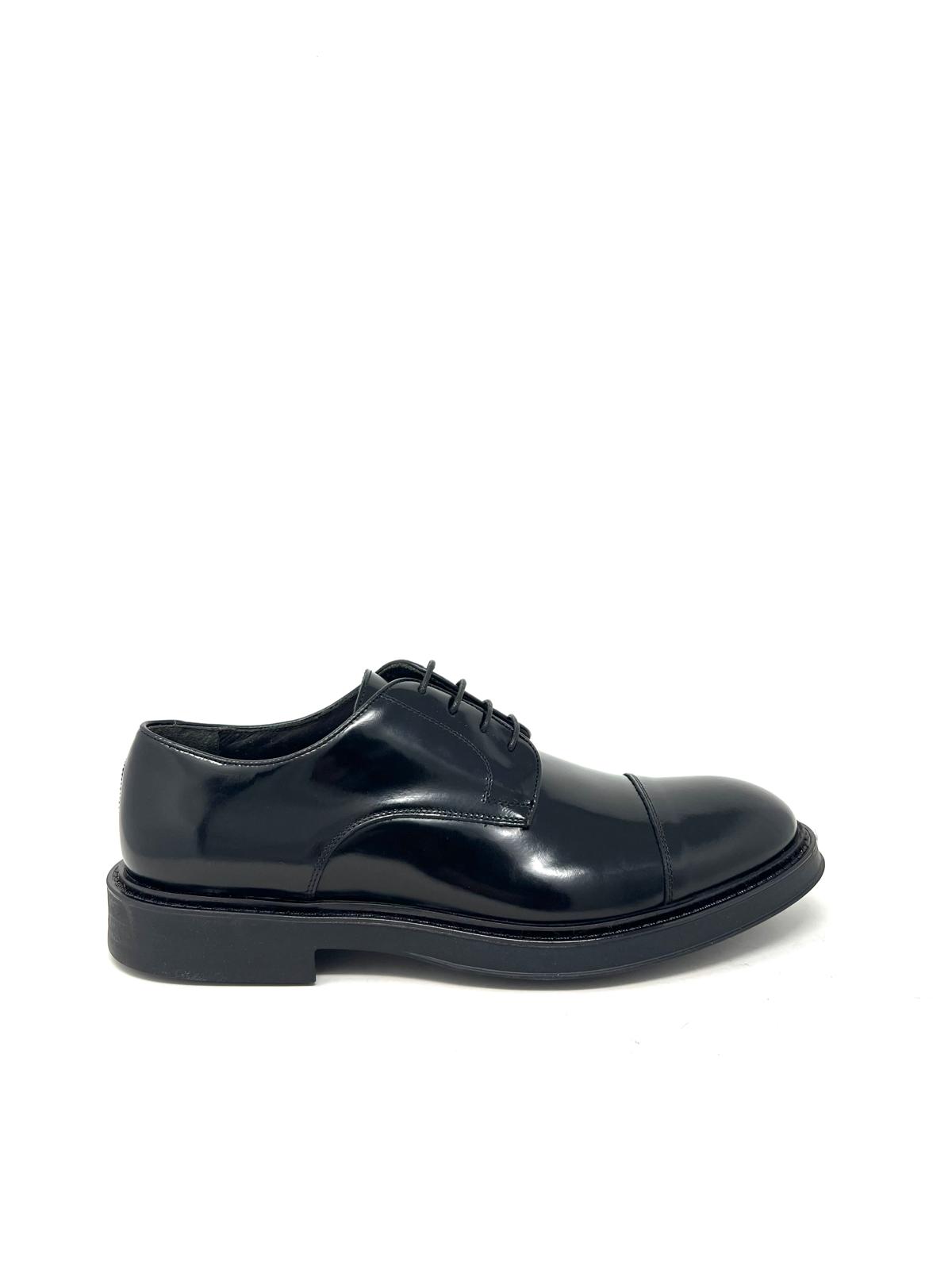 Scarpa elegante derby uomo nere con cucitura punta -909NE