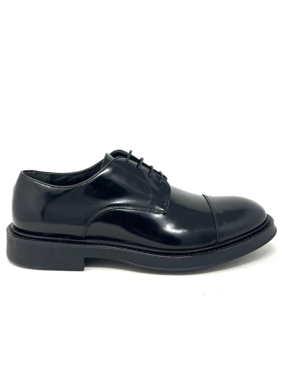 Scarpa elegante derby uomo nere con cucitura punta -909NE