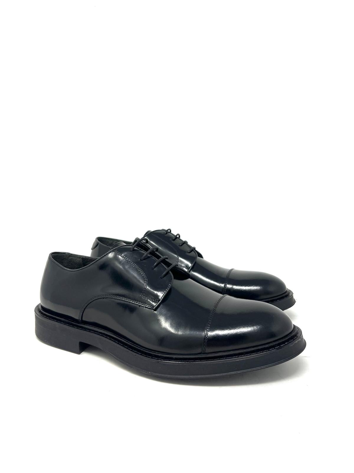 Scarpa elegante derby uomo nere con cucitura punta -909NE