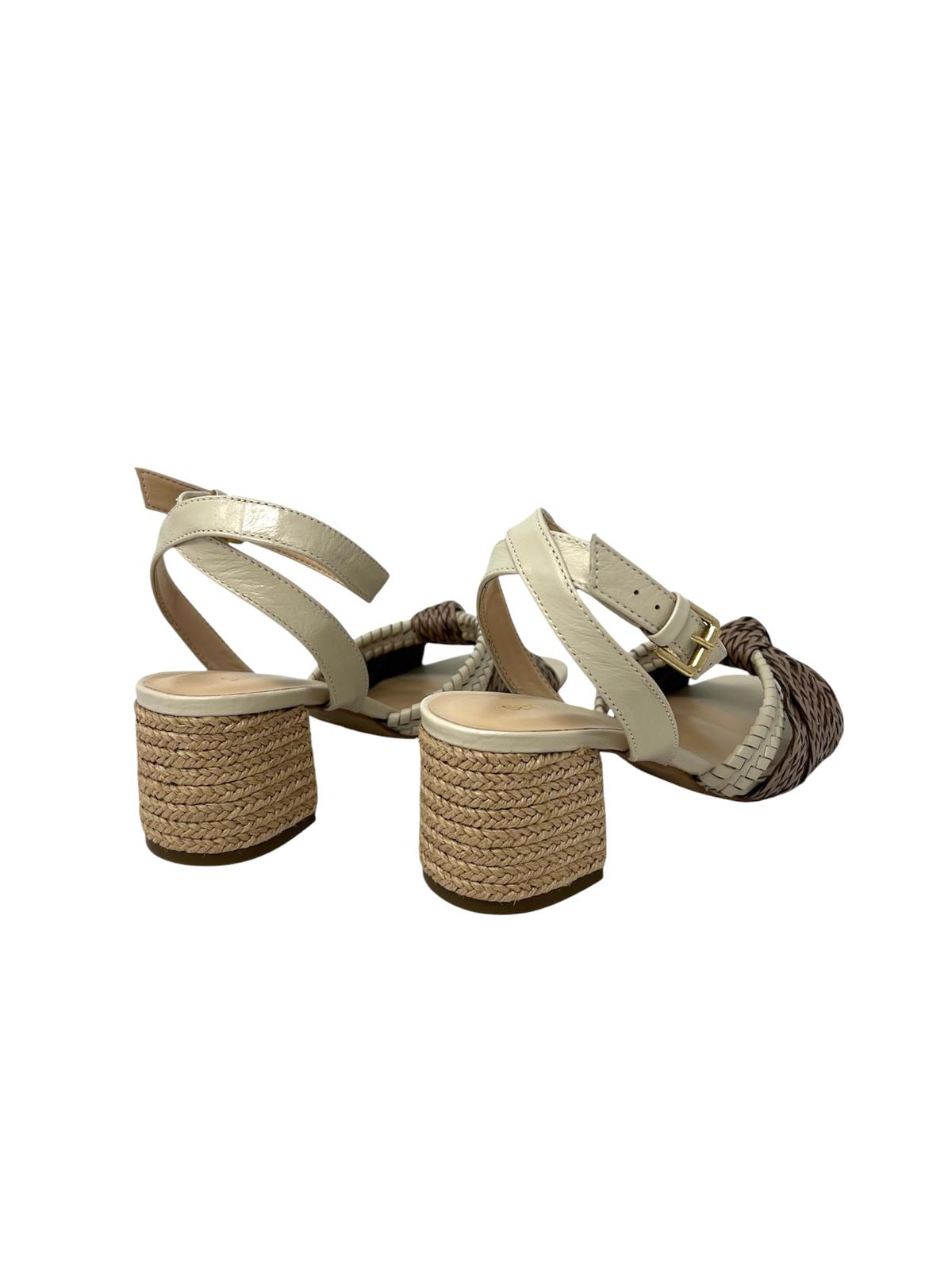 Sandalo con tacco quadrato in sughero beige - 2502GSA