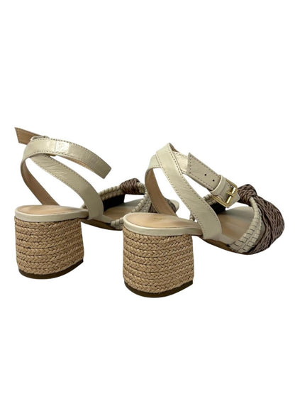 Sandalo con tacco quadrato in sughero beige - 2502GSA