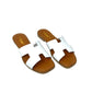 Ciabatta ad H pelle bianco - 712BI