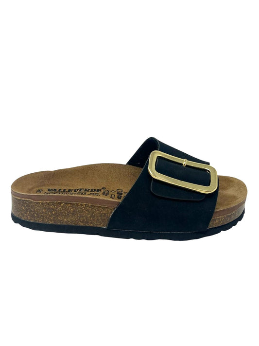 Ciabatta con fibbia calz. tipo fussbett colore nero - VH31836