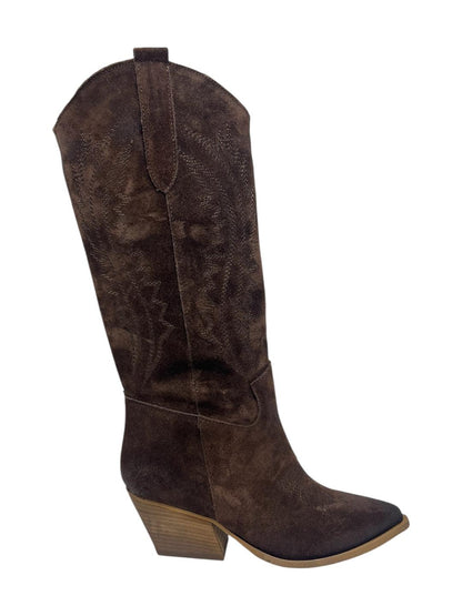 Stivali Texani con ricamo marrone - V_IGNACIA