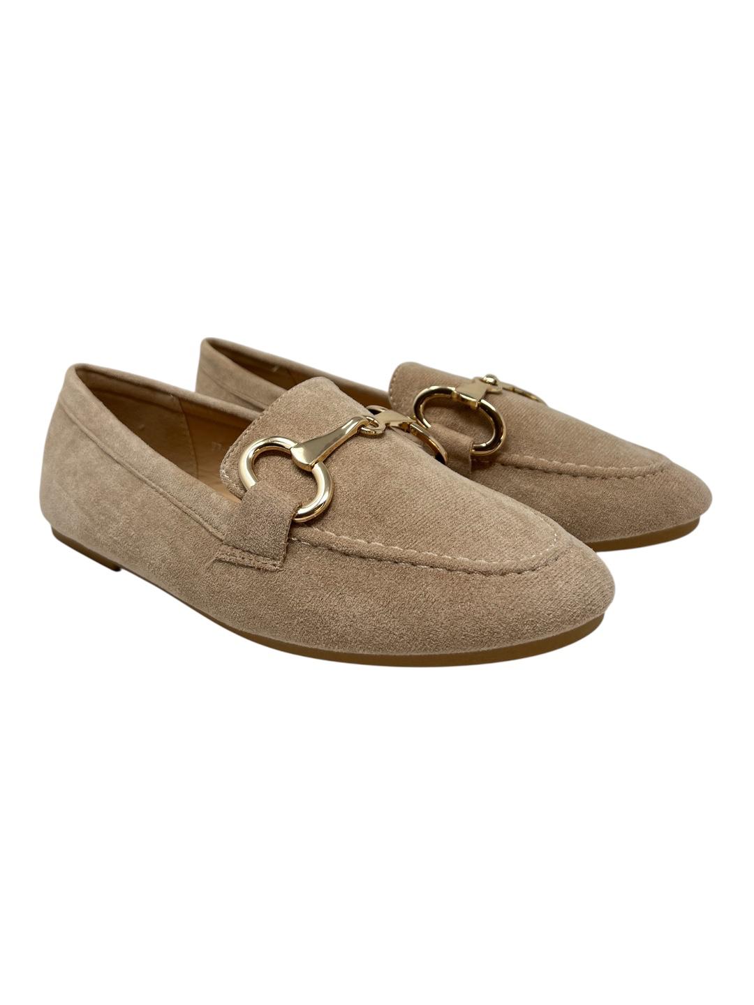 Mocassino microfibra morsetto beige - V4099B