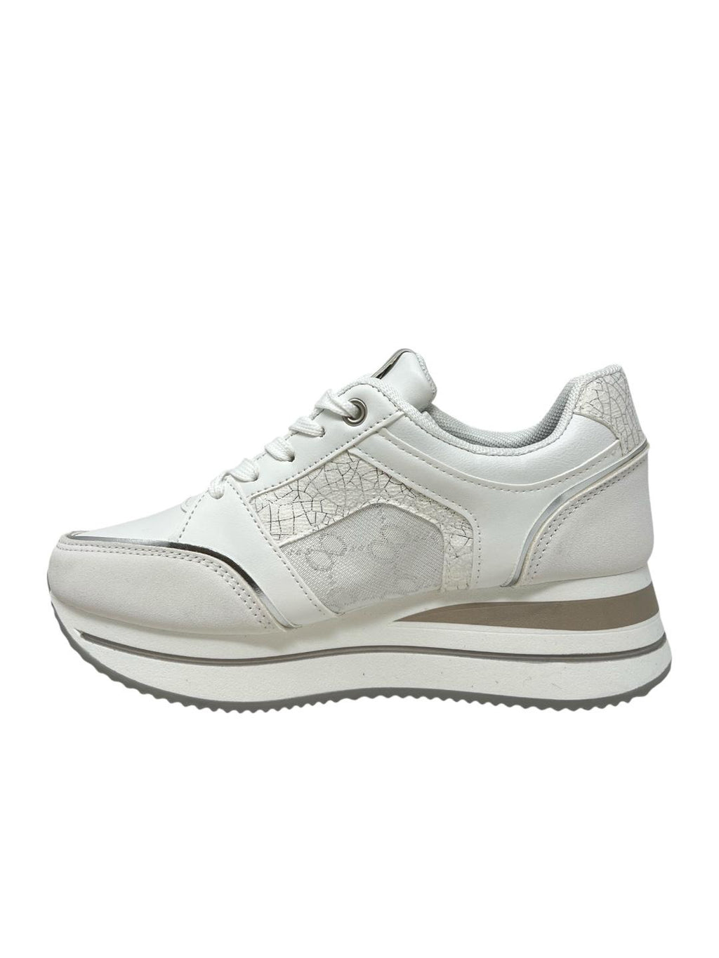 Sneakers con zip e lacci bianco - V_Y266B