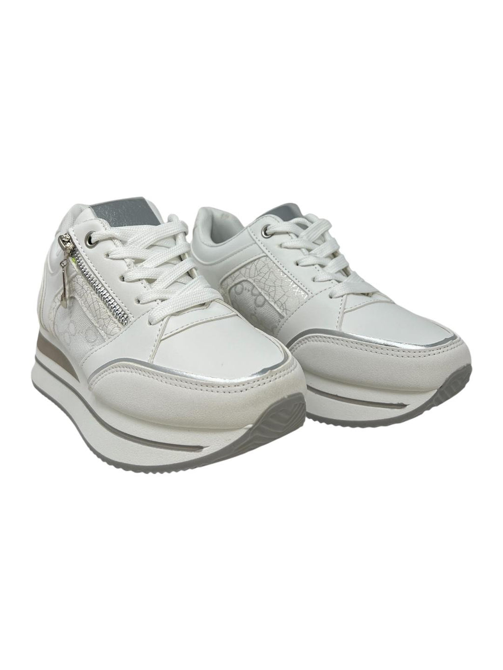 Sneakers con zip e lacci bianco - V_Y266B