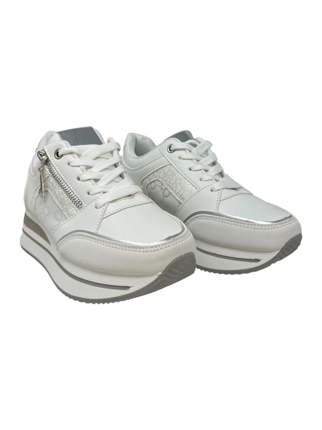 Sneakers con zip e lacci bianco - V_Y266B