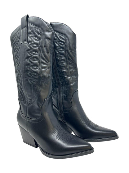 Texani neri con ricamo ecopelle - V_8087N