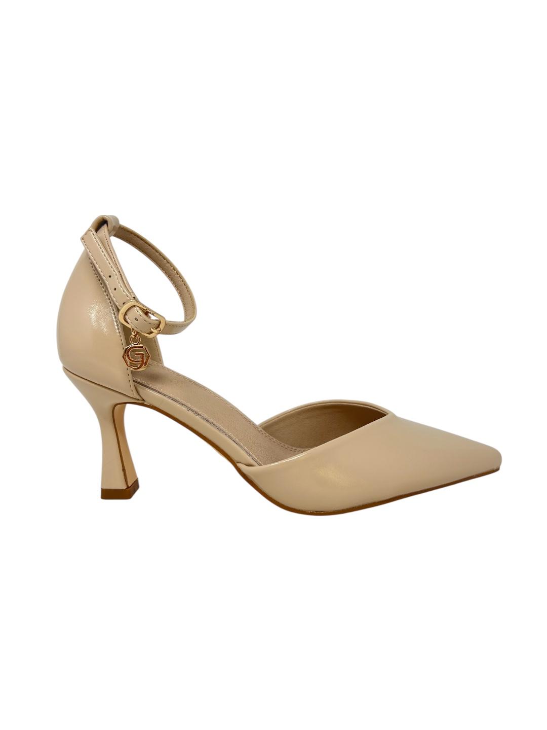 Scarpa con tacco scollatura a V nude - V_GP592