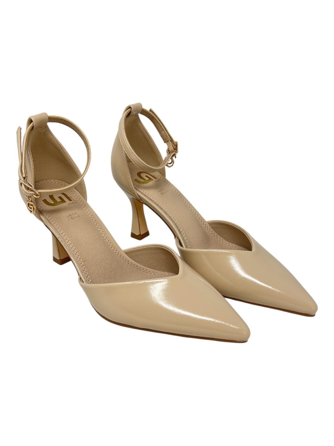 Scarpa con tacco scollatura a V nude - V_GP592