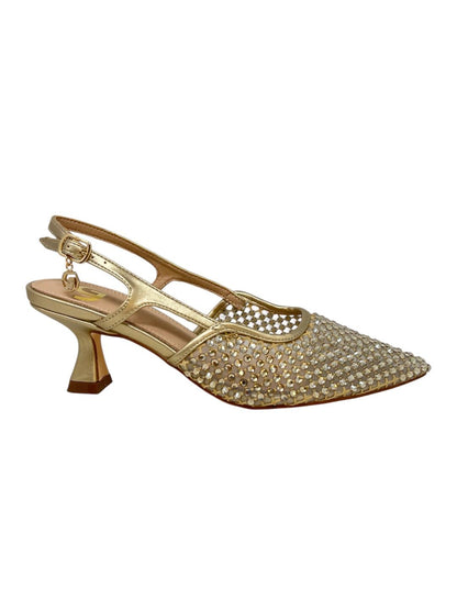 Slingback con strass oro - V_GD397