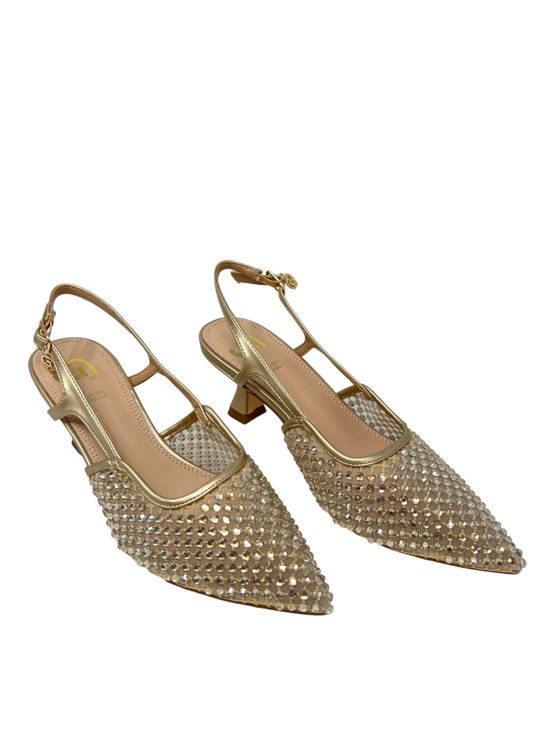 Slingback con strass oro - V_GD397
