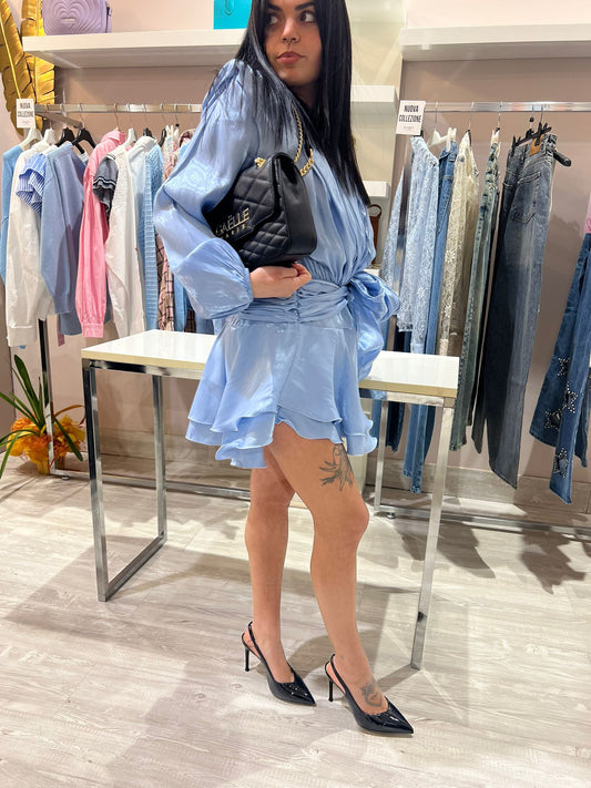 Vestito azzurro campanelle V_3635A