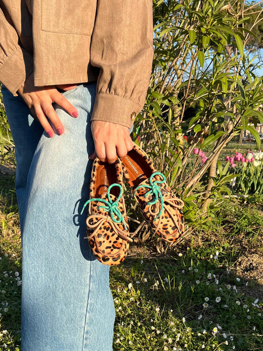 Mocassino leopardato in pelle V_0601C