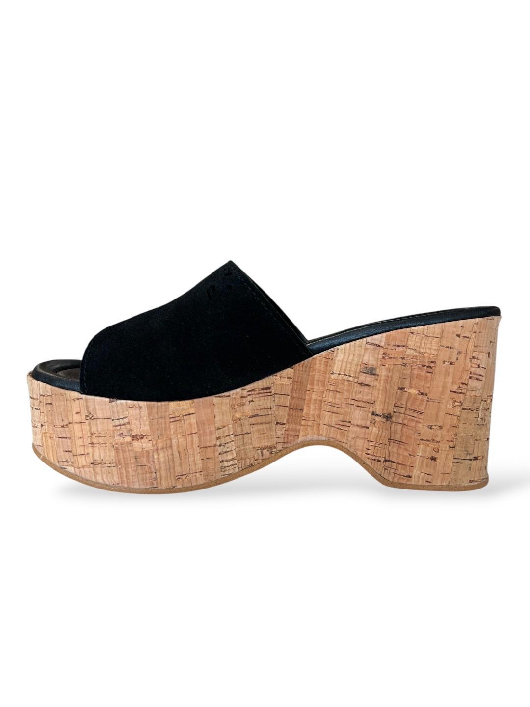 Zeppa platform in camoscio nero - V_MARY01NE