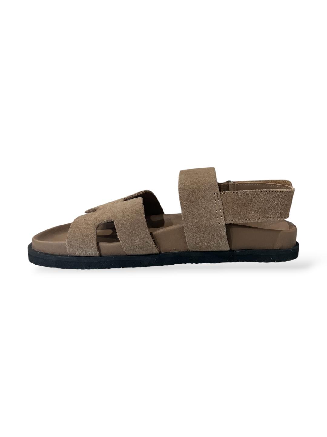 Sandalo fusbet camoscio taupe fascia ad H - V_F11061