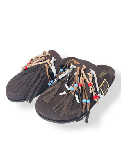 Sabot chiuso con frange moro - V_ABEBA