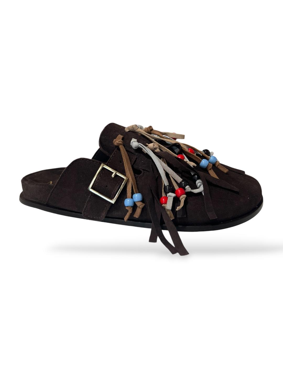 Sabot chiuso con frange moro - V_ABEBA