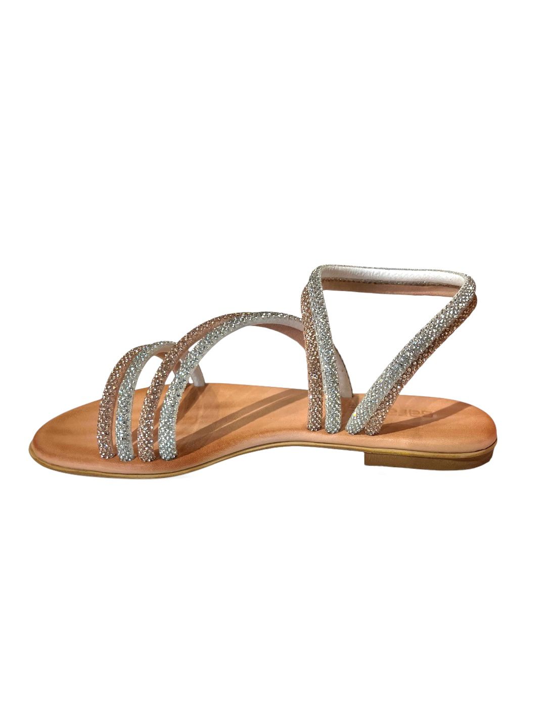 Sandalo intrecciato strass oro rosa e argento - V_NAOMIS