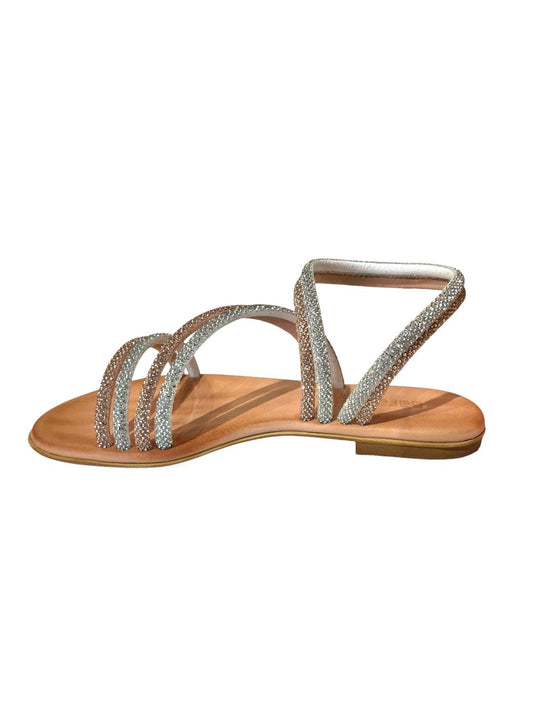Sandalo intrecciato strass oro rosa e argento - V_NAOMIS