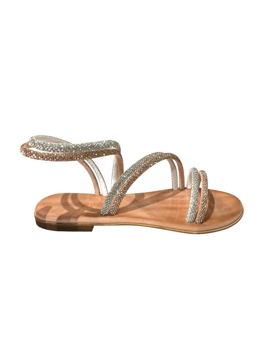Sandalo intrecciato strass oro rosa e argento - V_NAOMIS