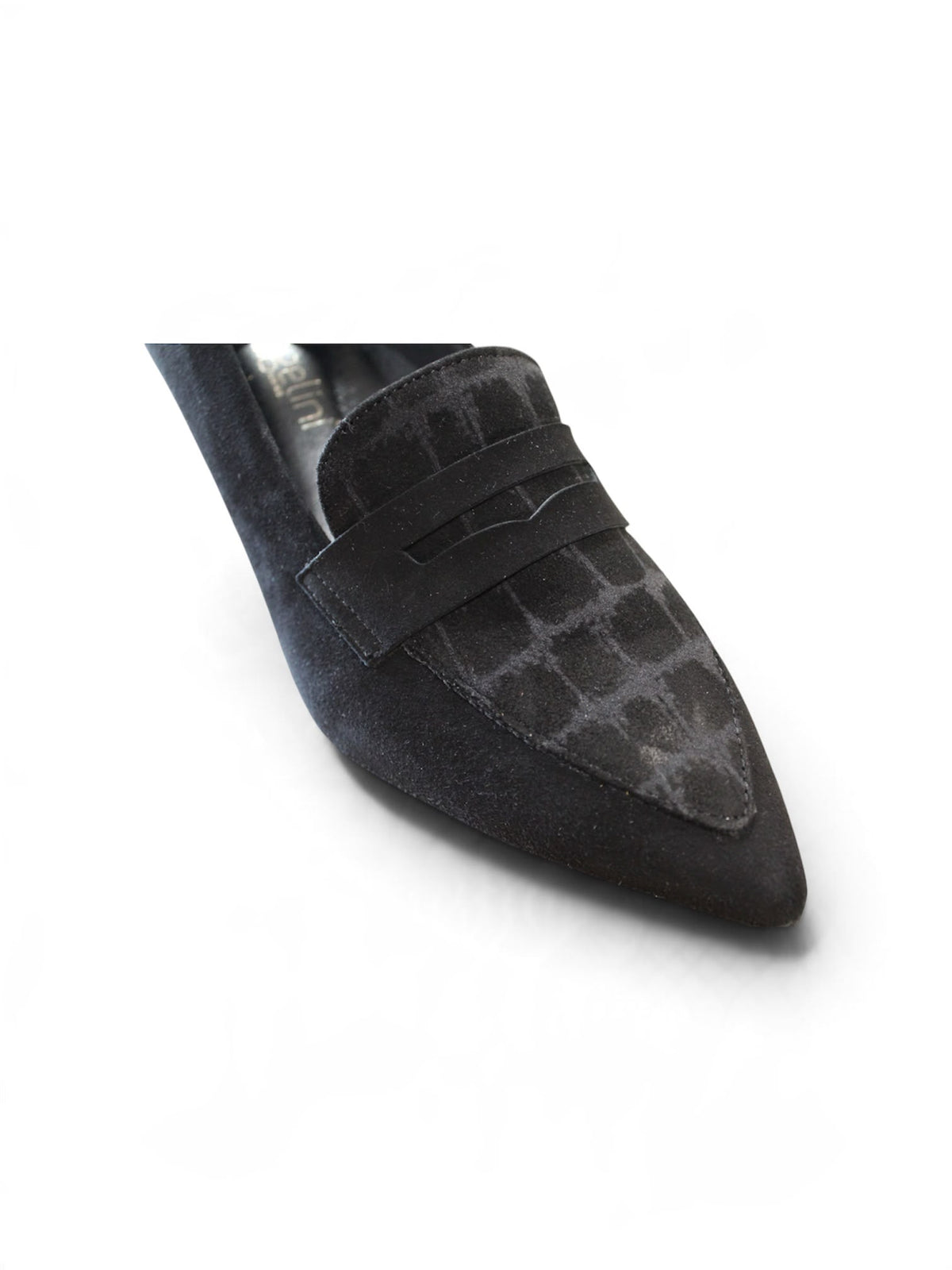 Mocassino con tacco in camoscio con dettagli geometrici V_60I1R