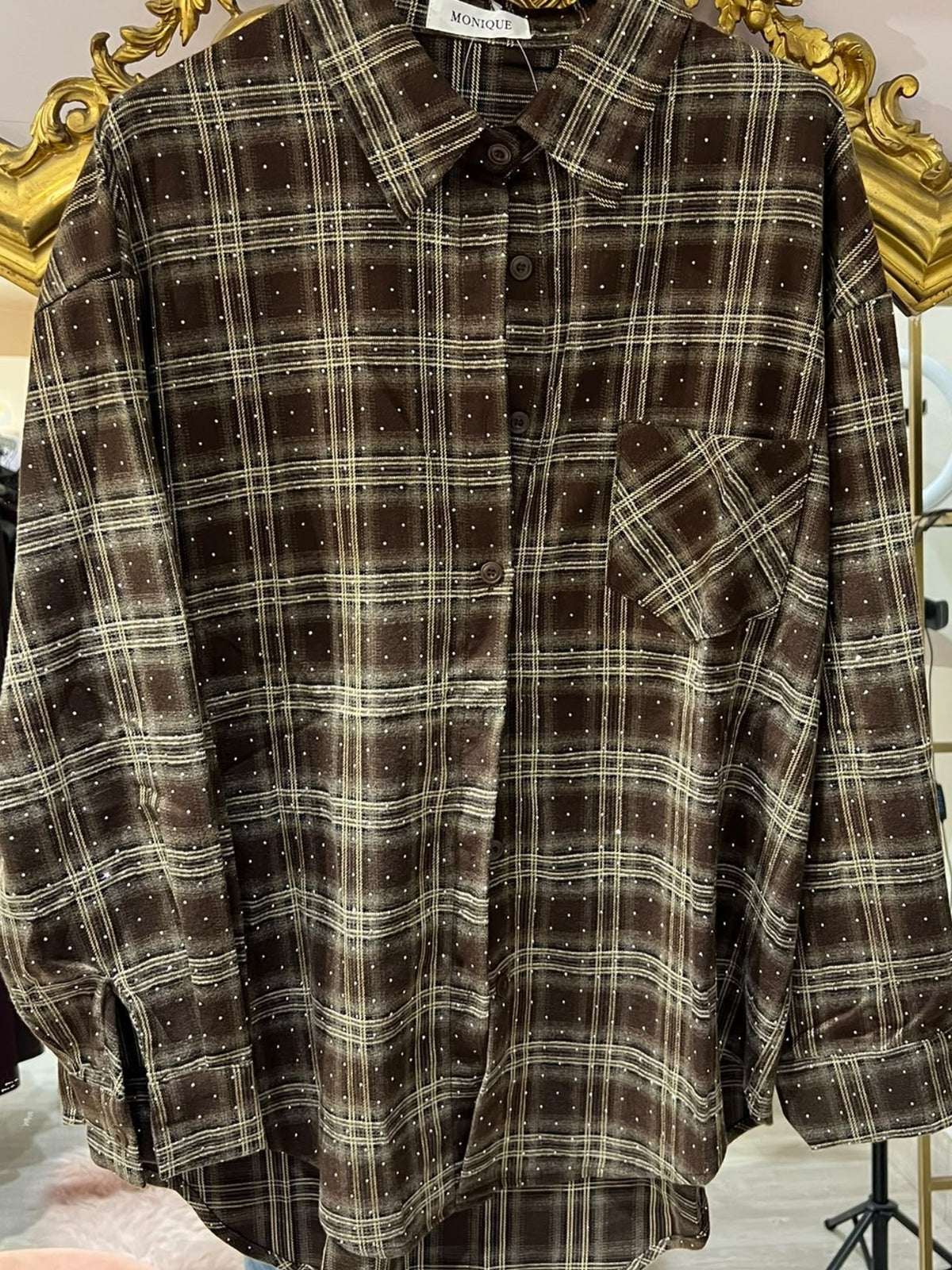 Camicia tartan con brillantini V_417cam