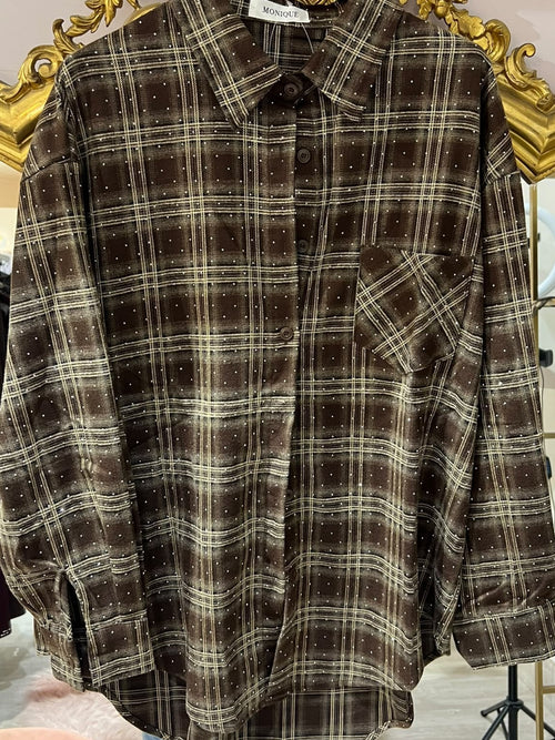 Camicia tartan con brillantini V_417cam