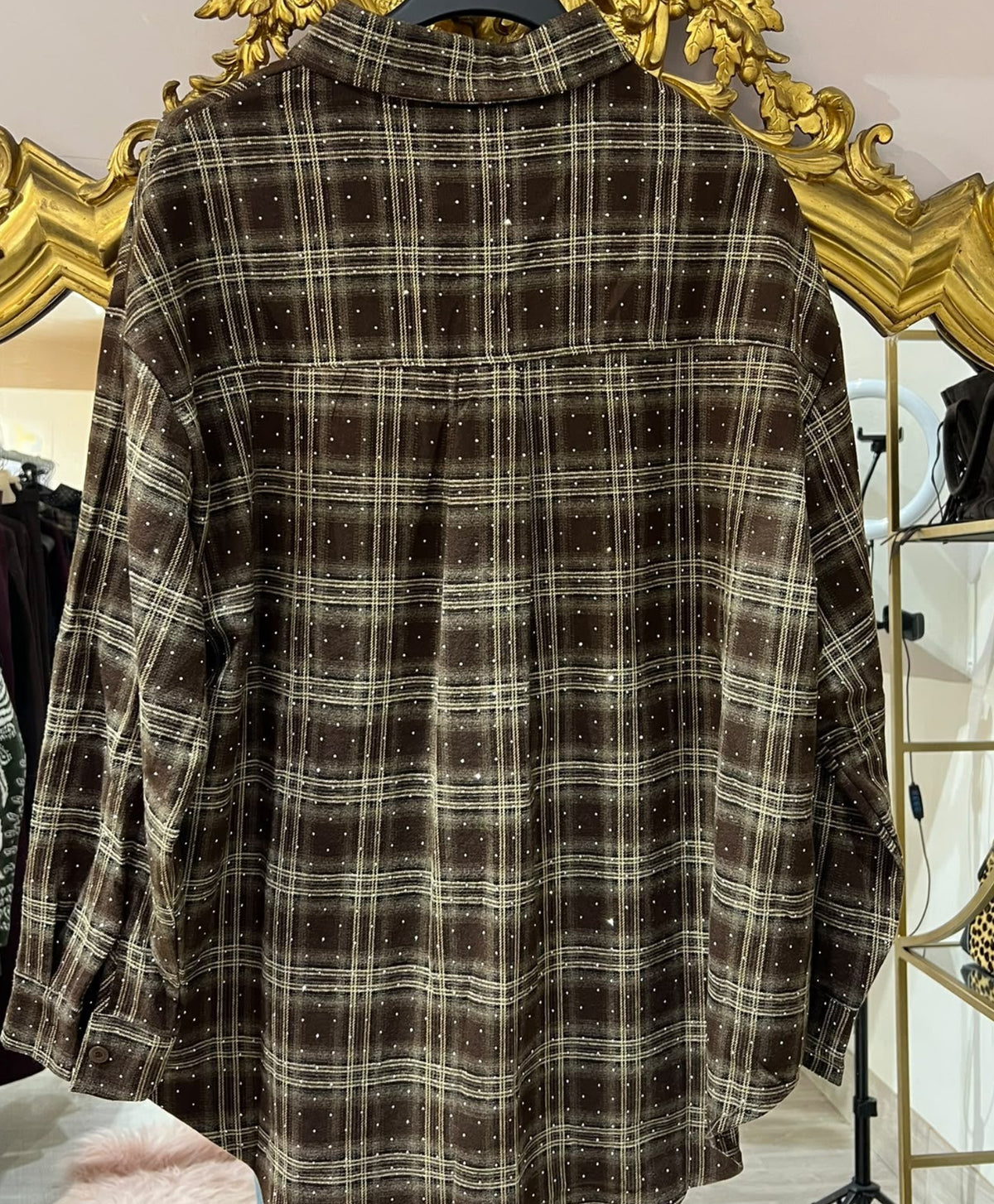 Camicia tartan con brillantini V_417cam