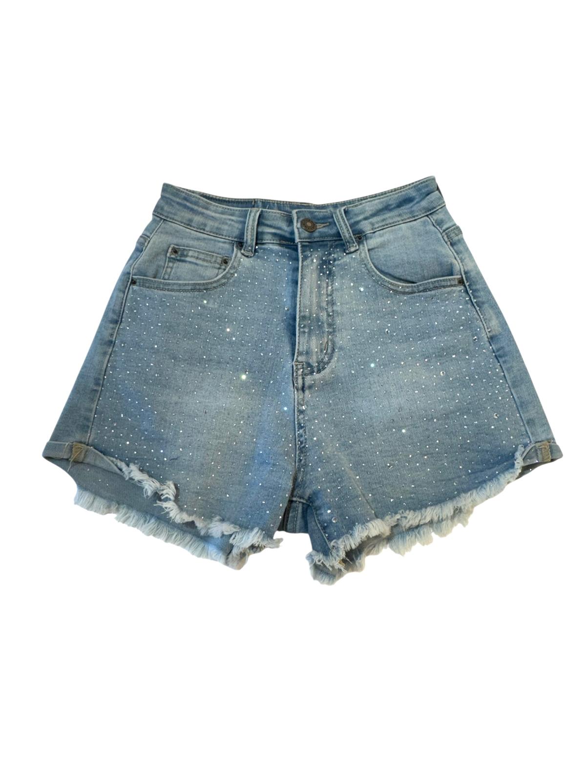 Shorts in jeans strass -808700