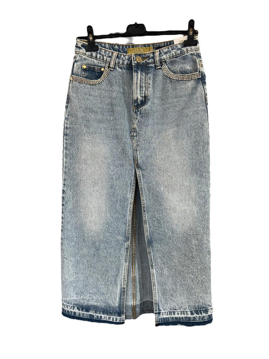 Gonna lunga in jeans con strass
