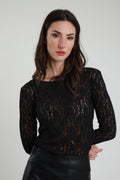 Maglia scollo a barchetta in pizzo V_C305