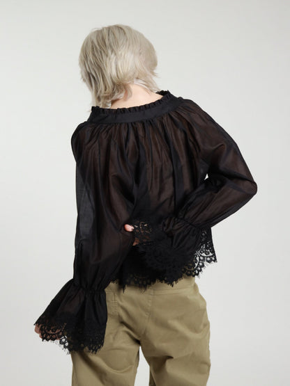 Blusa con pizzo nera V_26180N