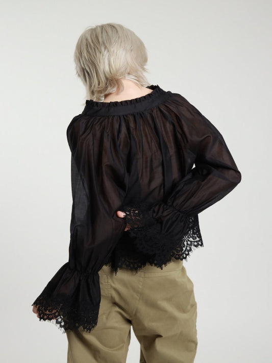 Blusa con pizzo nera V_26180N