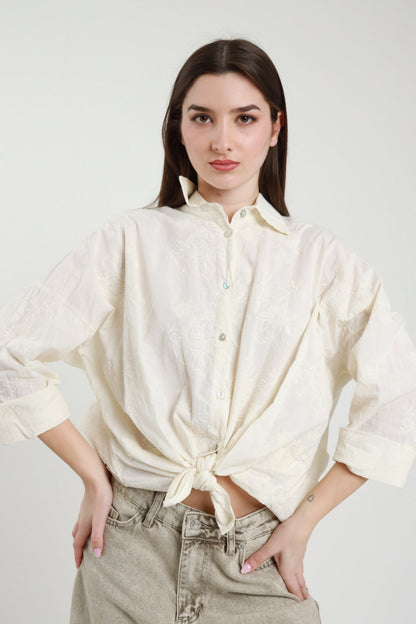Camicia ricamo burro V_S26M5B