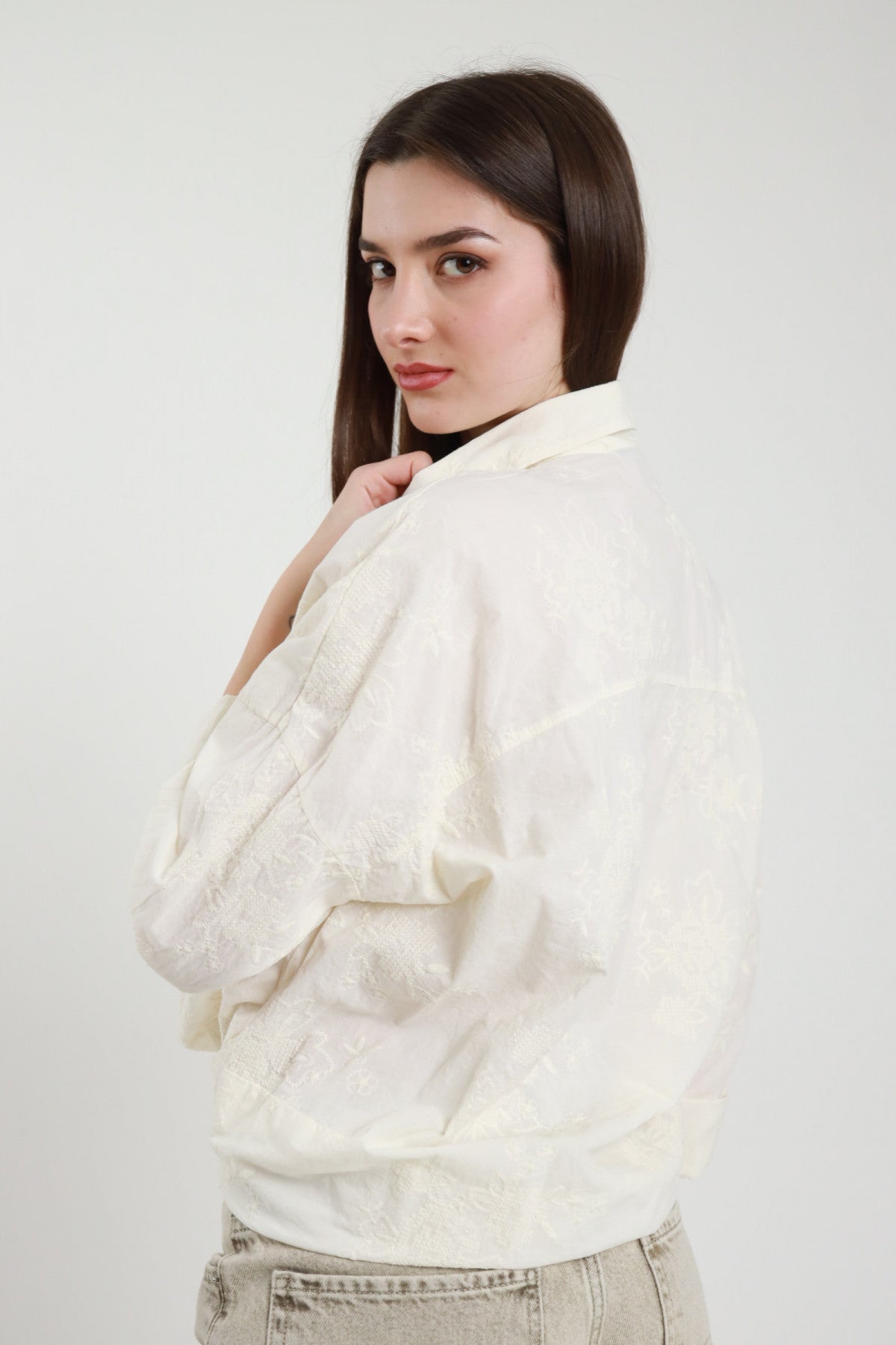 Camicia ricamo burro V_S26M5B