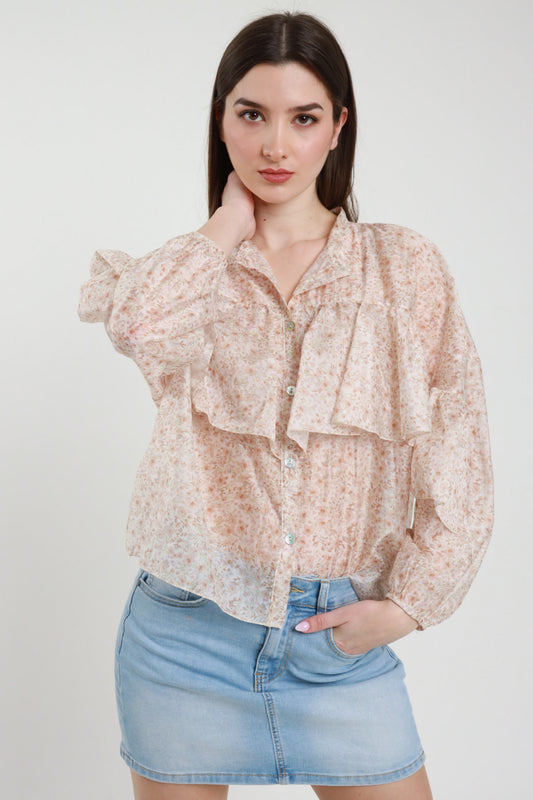 Camicia stampata rosa Susy mix V_26587