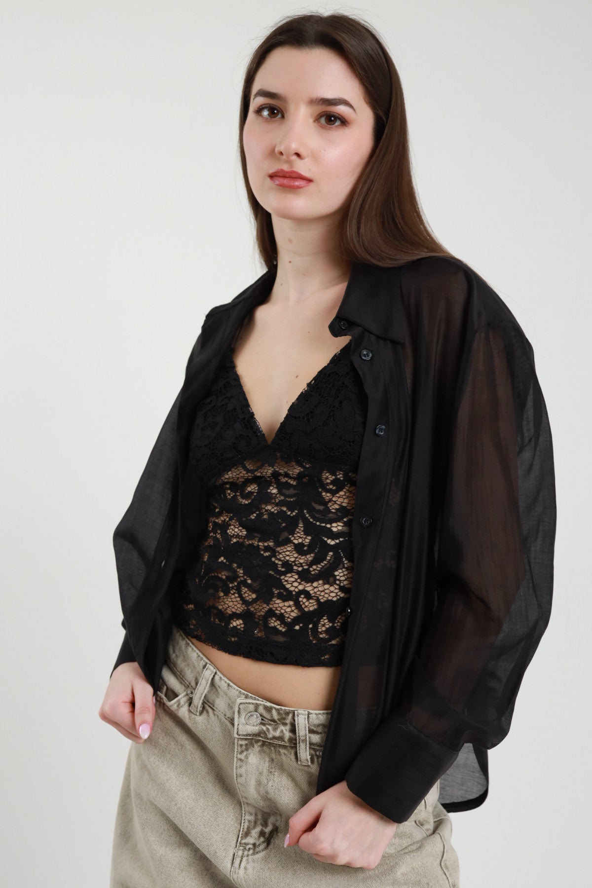 Camicia con top nero V_52C673