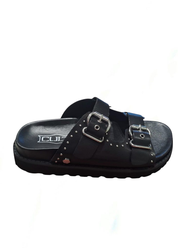 Sandalo con plateau doppia fibbia nero - CLW425