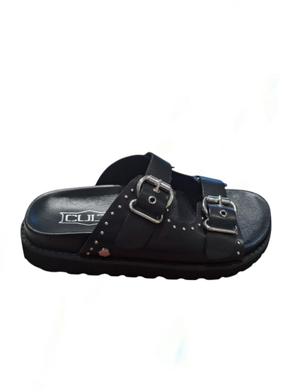 Sandalo con plateau doppia fibbia nero - CLW425