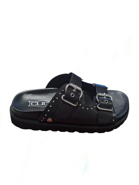 Sandalo con plateau doppia fibbia nero - CLW425