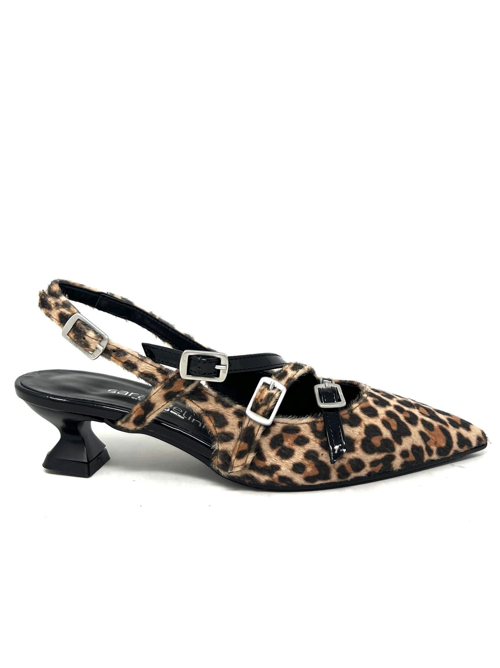 Décolleté tacco basso rocchetto simil cavallino leopardato con cinturini -4315LEO