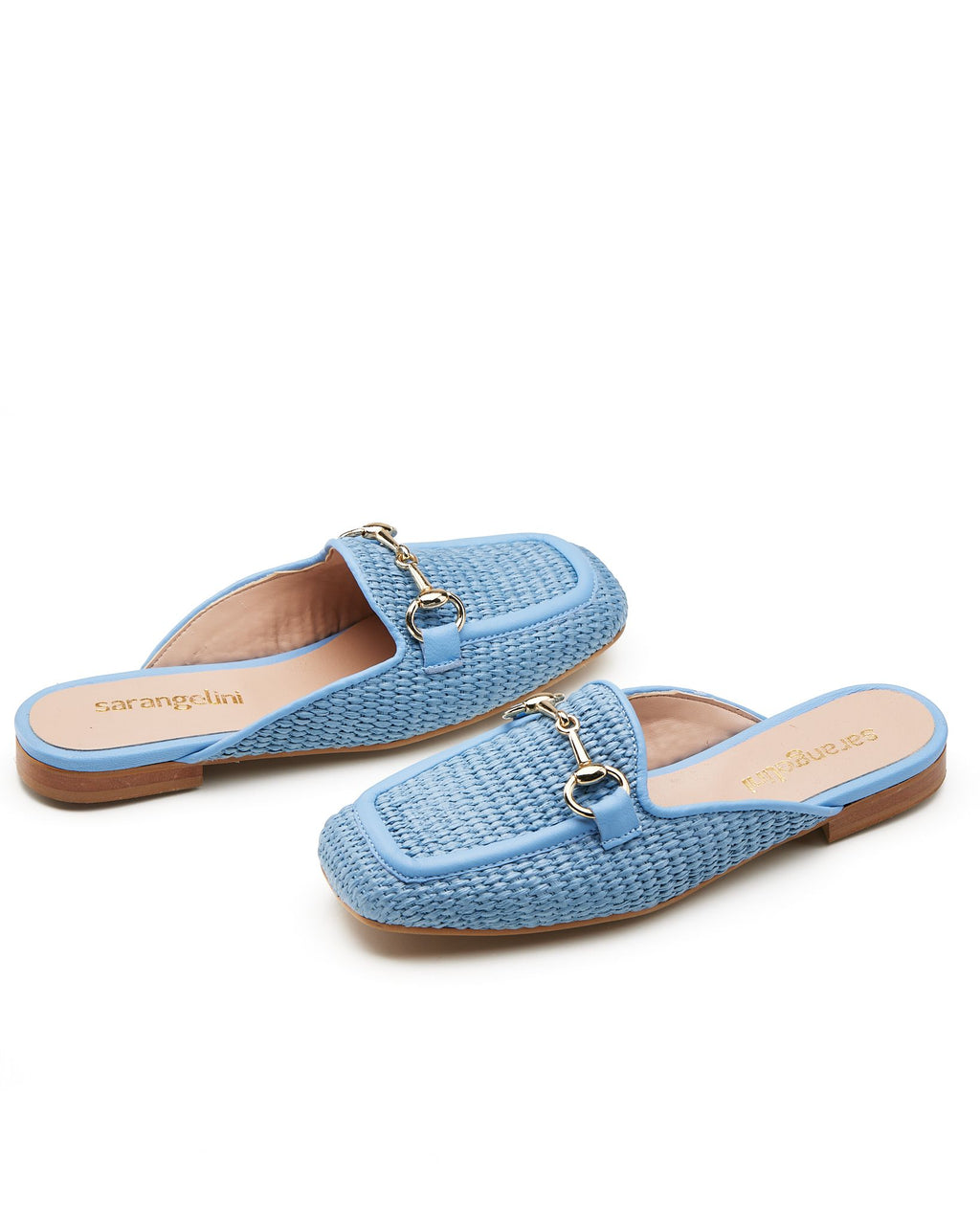 Ciabatta in raffia celeste - 810CI
