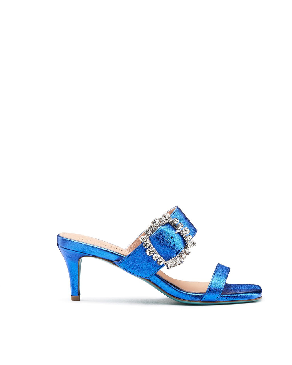 Sabot in pelle blu con accessorio Alma -ANIA09